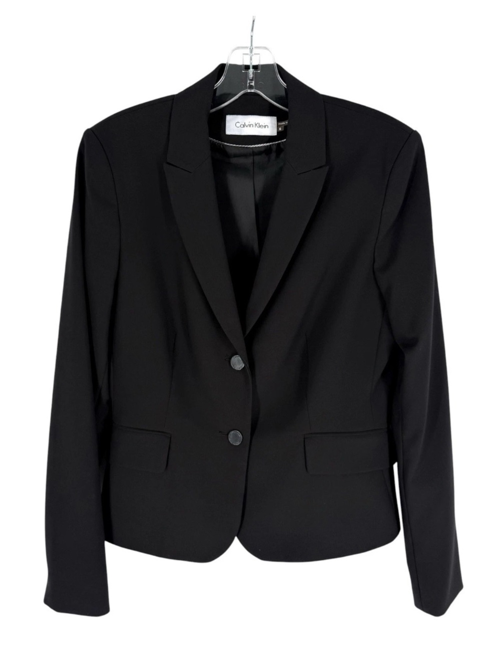 Calvin Klein Blazer Womens Size 6 Black Classic 2-Button Career Jacket